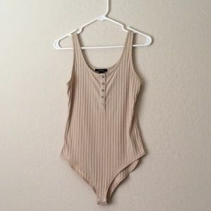 Forever 21 Tan/nude button bodysuit tank